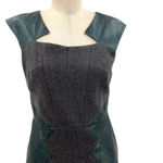 Rickie Freeman for Teri Jon Faux Leather Accent Charcoal Sheath Dress‎ Size 8 Gray Photo 2