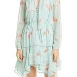 NWT Jonathan Simkhai Womens S Seafoam Floral Irena Rose 100% Silk Dress Tiered Green Photo 0