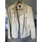 American Eagle Leather Coat Fur Lined Quiet Luxury Old Money Elevated Neutrals Photo 2