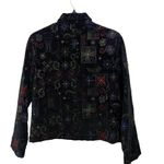 Chico's  0 Y2K Boho Jacket Polo Blazer  Black Velvet Embroidered Jewel Lined Boho Photo 5