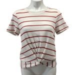 Altar'd State Twist Front Tee Sz S Short Sleeve White and Red Stripe T-Shirt Photo 0