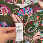 Loft 8 NEW Paisley Seamed Button Midi Skirt Slit Cut Front Green Colorful Floral Photo 4