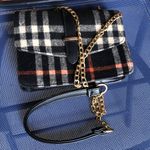 Wool Bag Purse Plaid Fabric Crossbody Black Photo 2