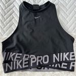 Nike Pro High Neck Mesh Back Crop Sports Bra Top Black L | Compressive Fit Photo 0