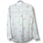 Rails Kate Rosé Print Silk Button Down Long Sleeve High-Low Hem Shirt Medium Photo 5