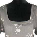 Susina Gray Falling Bouquet Square Neck Elbow Sleeve T Photo 1