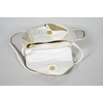 NAS Ivory Gold Silver Metallic Textured Leather Crossbody Bag Vintage 80s Photo 5