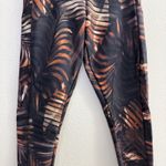 Oysho  Leggings Womens Medium Black Multi Palm Print Tropical Scalloped Gym Train Photo 2