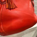 J.Crew Peyton smooth leather Satchel Crossbody Bag‎ Red l Tassel Removable Strap Photo 9
