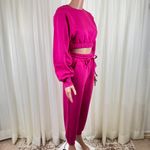 Zenana 2 Pcs Crop Sweatshirt Tracksuit Jogger Pants Set Outfit Active Loungewear XS Photo 3