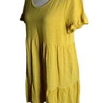 Susina Linen Blend Tiered Mini Dress M Yellow Short Sleeves Ruffle High Low Size M Photo 2