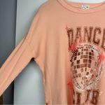Aerie  Dance Club Long Sleeve Thermal Waffle Knit Top Sz Small Peach Disco Ball Photo 8