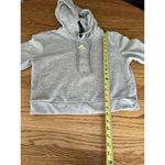 Adidas Cropped Hoodie Women's M Gray Long Sleeve Pullover Sweater 3 GreenStripes Photo 5