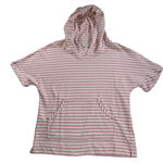 Jane & Delancey Women's Small Pink/Cream Striped Short Sleeve Hooded Terry Shirt Pink Photo 0