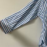 ZARA  Blue White Striped Button Down Wide Sleeve V Neck Cotton Blouse L NWT Photo 4
