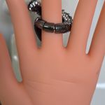 Statement Gunmetal Silver with Crystal Stones Horse Ring Blue Photo 7
