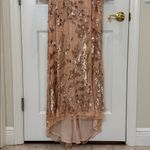 Mac Duggal NWT 5222 Rose Gold Sequined Faux Wrap Split Long Sleeve Gown Size 8 Photo 7