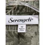 Seregenti Floral Chiffon Sheer 3/4 Sleeve Blouse Size 1X Slit Neck Pleats Button Green Photo 2