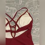 Cupshe NWT Maroon and White Plunging V Neck Lace One Piece Swimsuit size medium Photo 6
