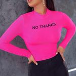 Nwt, Lavishly Paris Women’s Hot Pink “No Thanks” Shirt Size M Photo 4