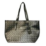 London Fog , Black Woven Tote Bag with Gold Hardware Casual Handbag Photo 3