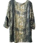 Bleu Bayou‎ notched open sleeve blouse top medium Green Photo 4