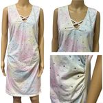 Venus  Pastel Tie Dye Rhinestone Ruched Side Sleeveless Midi Dress Womens Large Photo 1