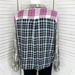 Cato  Patchwork Multi Plaid Button Up Shirt XL Rayon Long Sleeve Photo 3