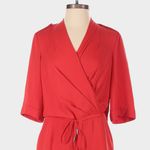 Karen Millen  Wrap Front Romper Playsuit Size 4 Red Short Sleeve Tailored Chic Photo 5