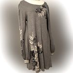 Max Studio  grey  knit Cotton Rayon blend  floral motif sweater dress L Photo 12