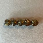 Vintage Heart Bar Style Barrette Hair Clip Gold Brass Tone w/ patina Hearts Photo 3