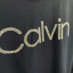 Calvin Klein Navy Blue Rhinestone Logo Buckle Short Sleeve Cotton Blend Tee Sz L Photo 1