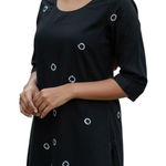 Twine X Prabartana Silk Cotton Blend Tunic Mini Dress Navy Blue, Tie Photo 0