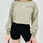 p'tula p’tula sage green cropped crewneck sweatshirt size s Photo 1