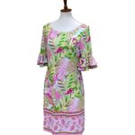 Pappagallo Medium Dress Tropical Stretch Vacation Resort Cruise Beach Travel Pink Photo 6