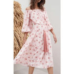 Alexis Tilia Pink Floral Off the Shoulder Tiered Midi Dress Photo 10