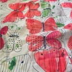 Vera Vintage 80s Plus Size Artsy Watercolor Whimsical Butterfly Print Midi Skirt Pink Photo 1