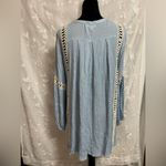 Umgee Boho Bohemian Tunic Blouse Top Carolina Blue Braided Detail Sz M EUC Photo 1