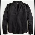 J.Crew New with Tags  Ruffle-trim V-neck popover in clip dot in Black Photo 0