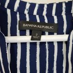 Banana Republic  Striped Midi Dress V-Neck Curved  Hem Pockets Navy White‎ Photo 6