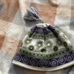 Cloudveil Womens Knit Beanie Hat Tassel Purple Green Geometric Pattern One Size Photo 2