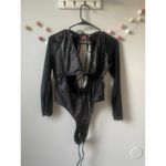 Dolls Kill Black Shiny Mermaid Style Sexy Strappy Bodysuit Photo 3