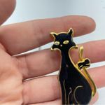 Vintage Cat Pin Brooch Set Silver Ultra Craft & Gold Tone Black Enamel Cats Photo 5