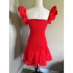 ZARA  Red Mini Dress Short Sleeve Smocked Ruffle Hem Party Dress Small Photo 1