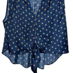Free People  STARRY DREAMS SLEEVELESS BLUE PRINT TIE FRONT BLOUSE TOP L Photo 3
