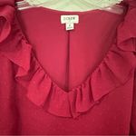 J.Crew  Ruffle V-Neck Long Sleeve Blouse Women's Small Raspberry Boho‎ Hippie Photo 2