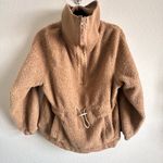 Bailey 44 Teddy Sherpa 1/2 Zip Pullover Camel Tan Toggle Waist Sz S Brown Photo 1