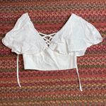 Forever 21 WHITE RUFFLE PEASANT CROP BLOUSE Photo 0
