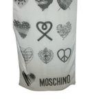 Moschino I Love Hearts Graphic Logo Silky Long Scarf White and Grey Print Photo 2