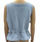 Vintage B.U.M Equipment Tie Back Button Up Vest with distressed flaws Sz Medium Blue Photo 5